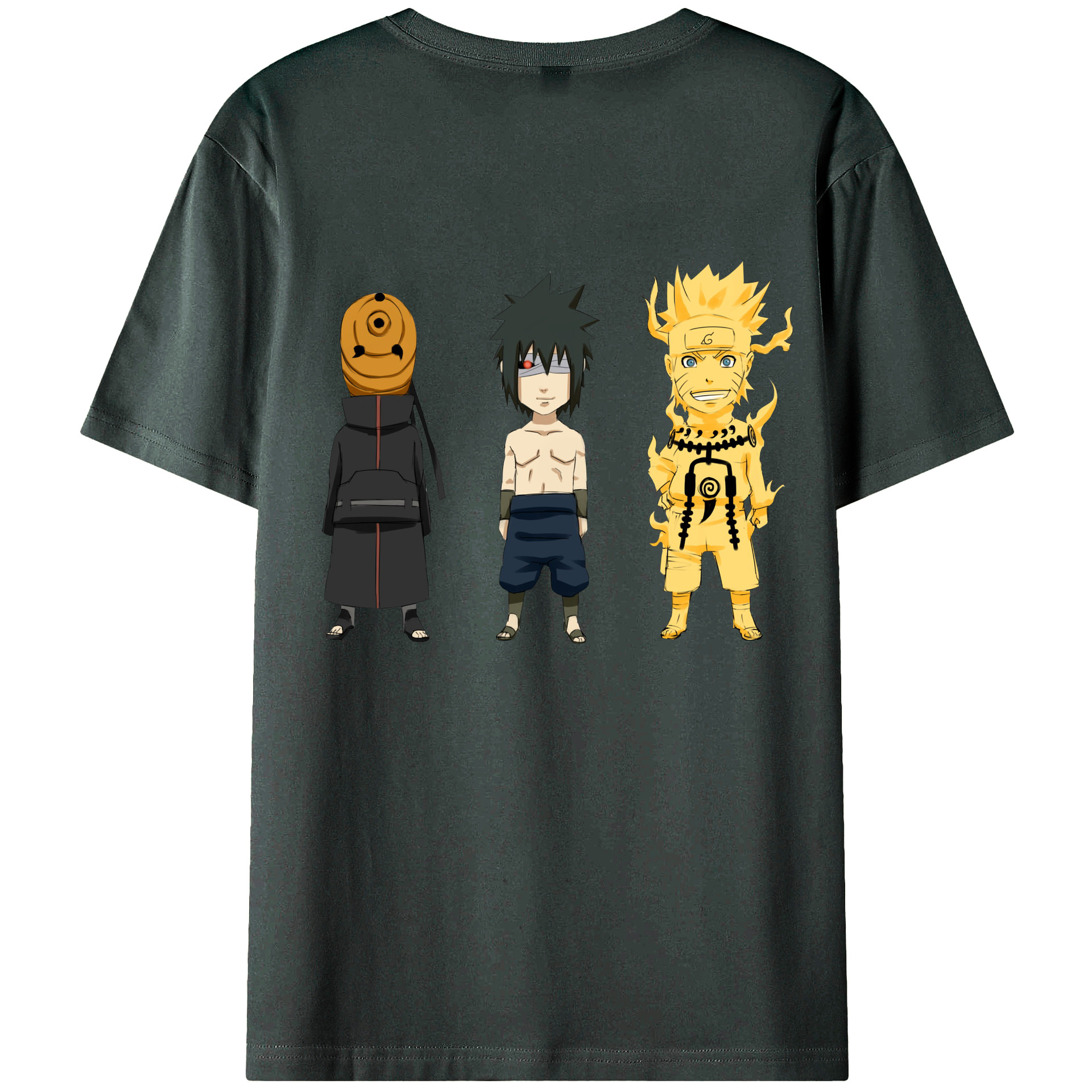 （画像用） NARUTO -ナルト- うちは サスケ Uchiha Sasuke 綿100％ メンズ半袖Tシャツ（バックプリント） 通気性